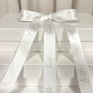 Satinband God Jul & Gott Nytt År Vit