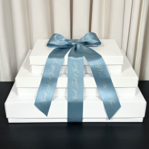 Satinband God Jul Antikblå Guld