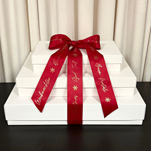 Satinband Merry Christmas Röd Guld