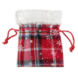 Tygpåse Skotskruta Med Päls Röd