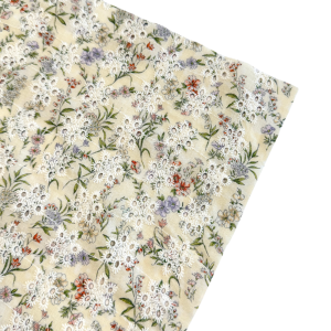 Tyg Mindy Floral Brodyr Ljusgul