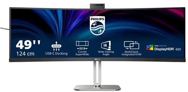 Philips B-line 49B2U5900CH 48.8" Curved 32:9 USB- Dock (100w) Webcam LAN