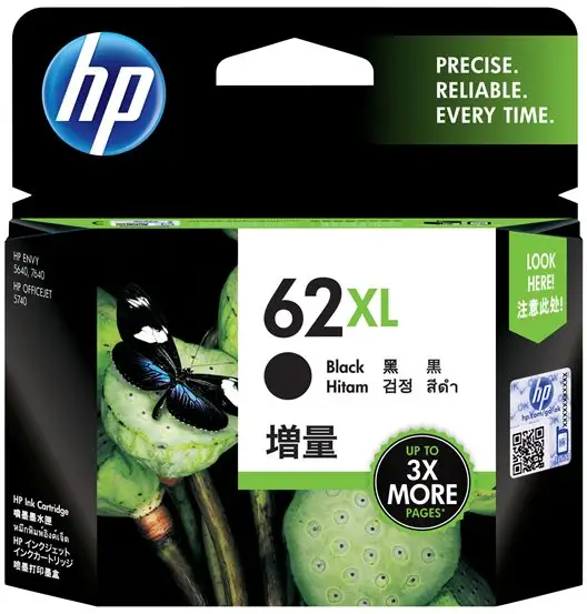 HP 62XL - 12 ml - Lång livslängd - svart - original - blister - bläckpatron
