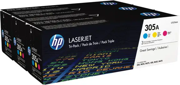 HP 305A - 3-pack - gul, cyan, magenta - original - LaserJet - tonerkassett
