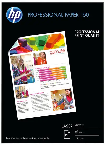 HP professionellt glättat laserpapper 150 gsm - 150 ark/A4/210 x 297 mm