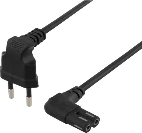 DELTACO strömkabel C7 , 2m - vinklad svart