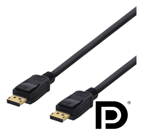 DELTACO DisplayPort-kabel, 2m, 4K UHD, DP 1.2, svart