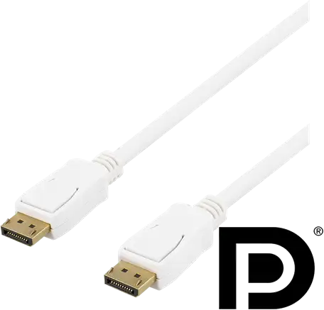 DELTACO DisplayPort-kabel, 2m, 4K UHD, DP 1.2, vit