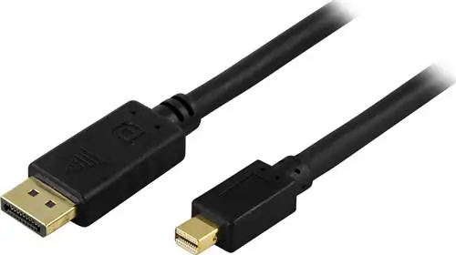 DELTACO DisplayPort till Mini Displayport kabel, Ultra HD i 30Hz, 10.8 Gb/s, 1m, svart