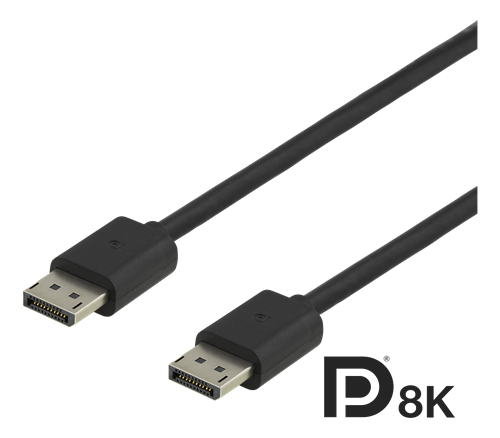 DELTACO DisplayPort-kabel, 1m, 8K, DP 1.4, DSC 1.2, svart