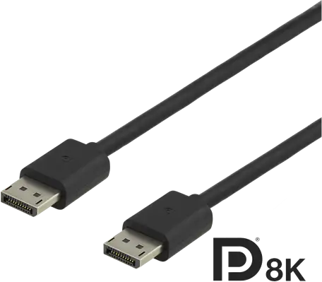 DELTACO DisplayPort-kabel, 1m, 8K, DP 1.4, DSC 1.2, svart