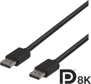 DELTACO DisplayPort monitorkabel, 7680x4320 i 60Hz, 32,4 Gb/s, 2m