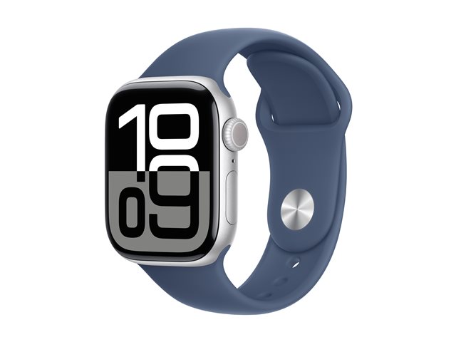 Apple Watch Series 10 GPS 42mm Aluminium Silver Case with Denim Sport Band - S/M