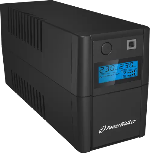 PowerWalker 10120096 UPS, 2xSchuko, 850 VA, 0.55 OF, svart