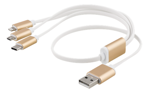EPZI Multiladdare, USB-C, Lightning, Micro USB, USB-A, 50cm, vit