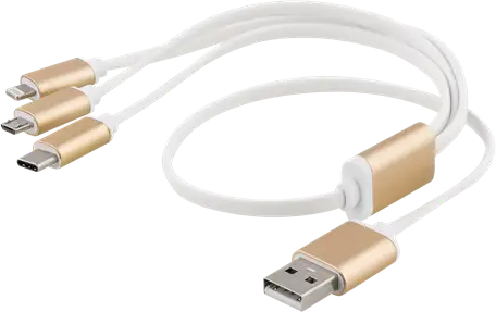 EPZI Multiladdare, USB-C, Lightning, Micro USB, USB-A, 50cm, vit