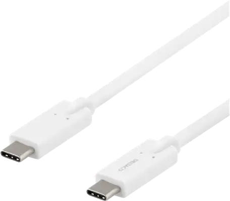 DELTACO USB-C till USB-C kabel, 5 Gbit/s, 5A, 2 m, vit
