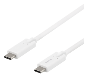 DELTACO USB-C till USB-C kabel, 5 Gbit/s, 5A, 2 m, vit