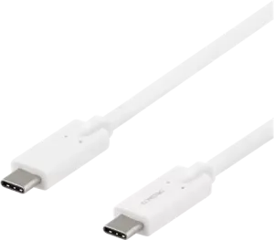 DELTACO USB-C till USB-C kabel, 5 Gbit/s, 5A, 2 m, vit