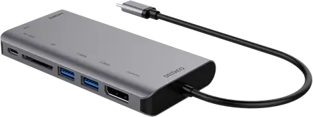 Deltaco USB-C multiportadapter med HDMI + DP-utgång