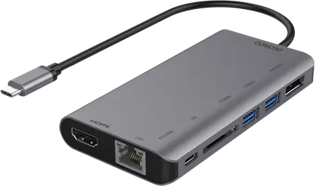 Deltaco USB-C multiportadapter med HDMI + DP-utgång