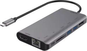Deltaco USB-C multiportadapter med HDMI + DP-utgång