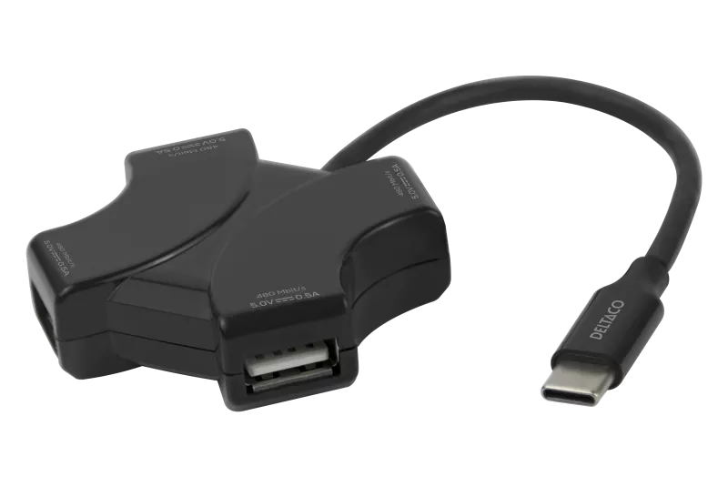 Deltaco USB hub - USB-C - 4 X USB-A