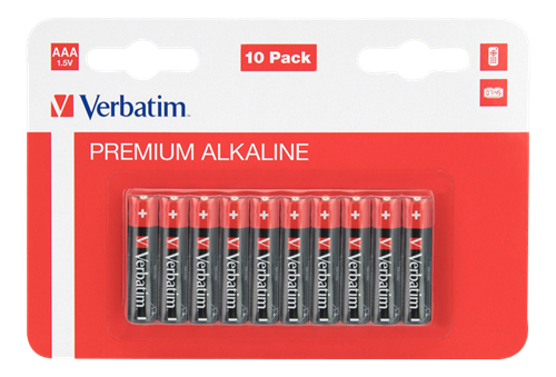 Verbatim AAA Alkaliska Batterier, 1,5V, svart - 10pack
