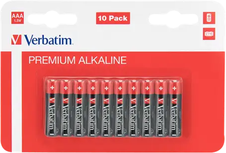 Verbatim AAA Alkaliska Batterier, 1,5V, svart - 10pack