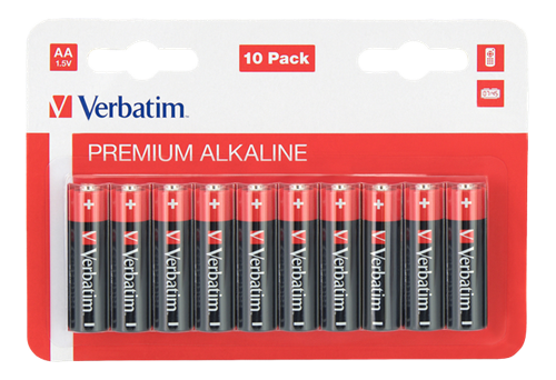 Verbatim AA Alkaliska batterier, 1,5V, 10-pack, svart