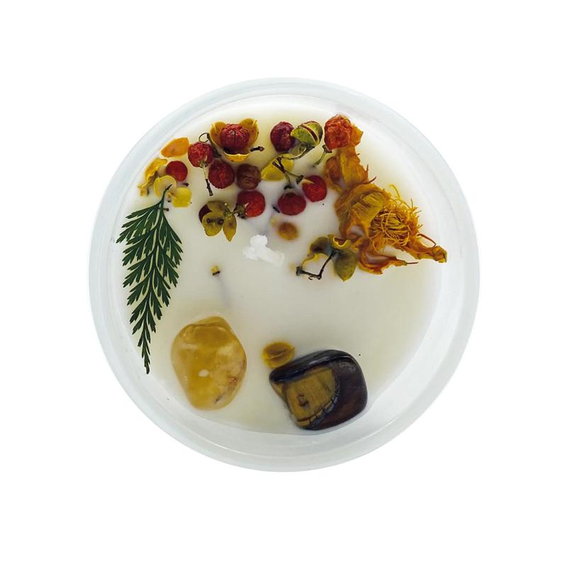 Ayurvedisk sojavaxljus med äkta kristaller, "Ambition"