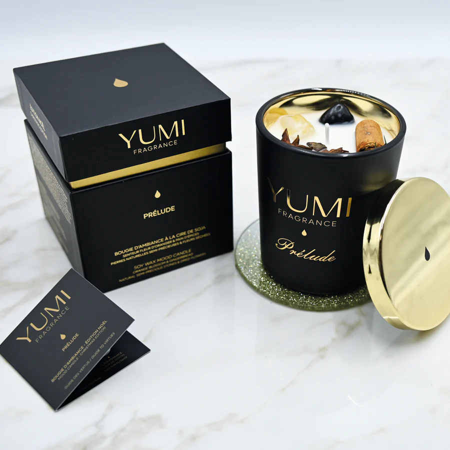 Sojavaxljus med äkta kristaller, "FÖRSPEL", limited edition