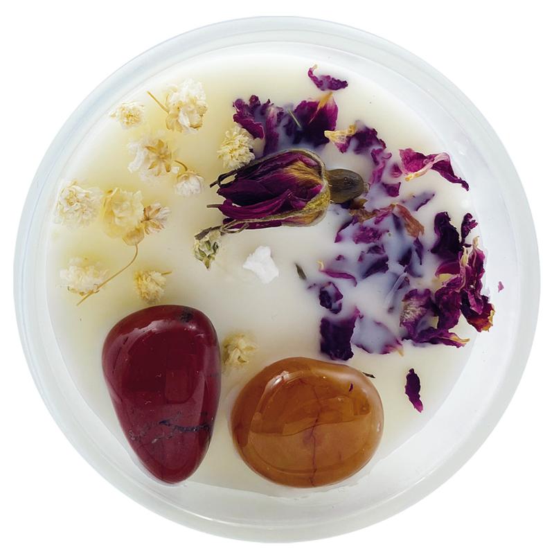 Ayurvedisk sojavaxljus med äkta kristaller, "Par Amour"