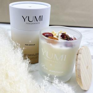 Ayurvedisk sojavaxljus med äkta kristaller, "Par Amour"