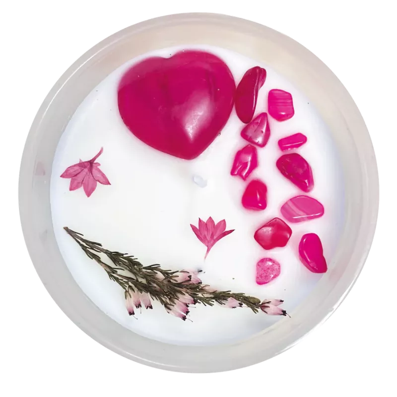 Ayurvedisk sojavaxljus med äkta kristaller, "You & me"