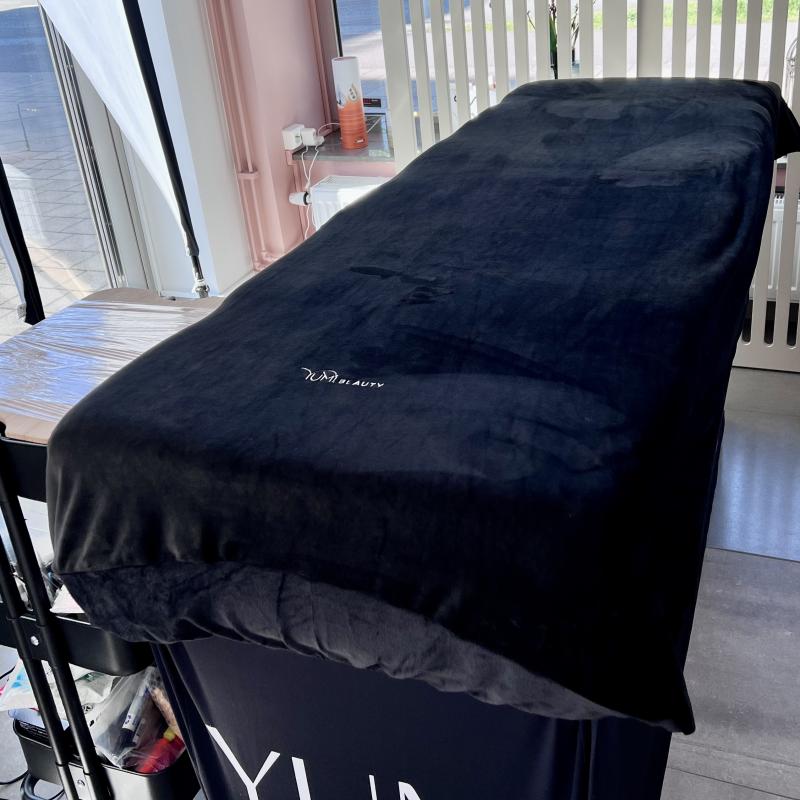 Mjuk frotté/velouröverdrag för behandlingssäng, svart