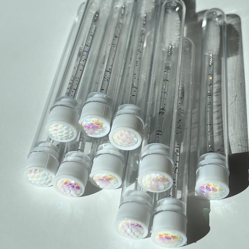 Mascara brushes with protective tubes/ cases, 10-pack