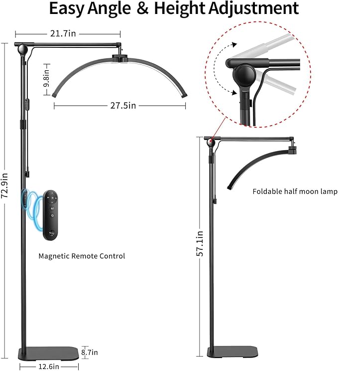 Half moon floor lamp med fjärrkontroll, svart