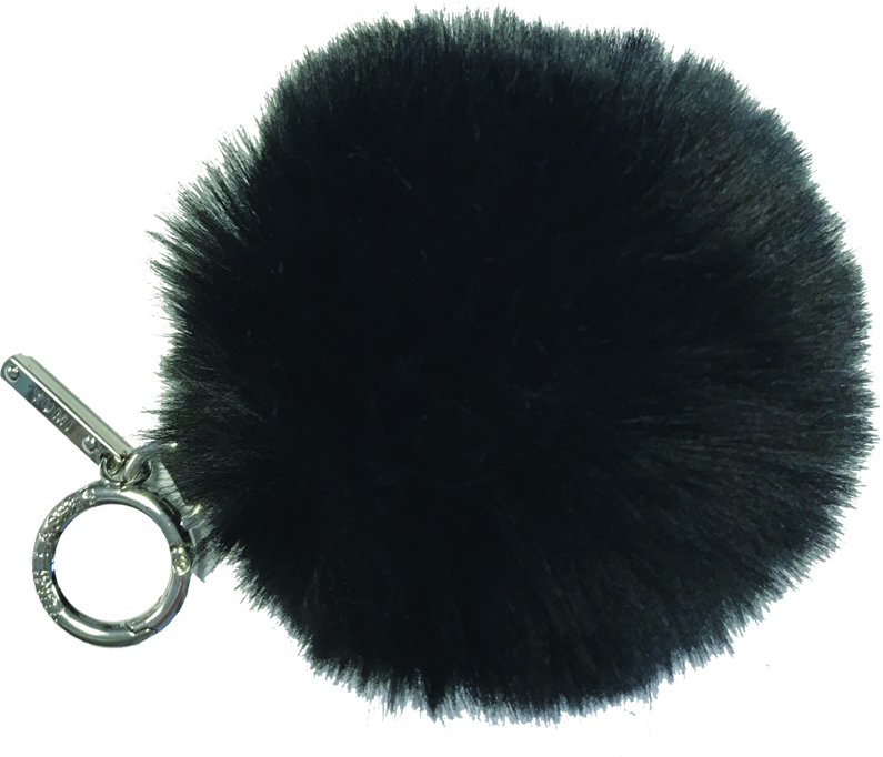 Nyckelring pälsboll (rosa/ svart), 1 st