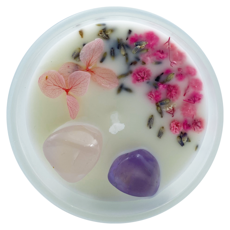 Ayurvedisk sojavaxljus med äkta kristaller, "Paix intérieure"