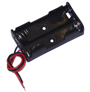 Batterihållare 2xAA med ledningstråd, st