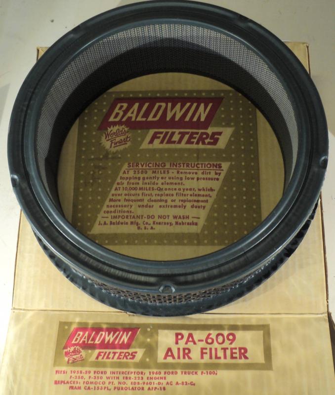 1958 1959 Ford   Interceptor engine  air filter replaces Fomoco PT. NO. EDB-9601-D