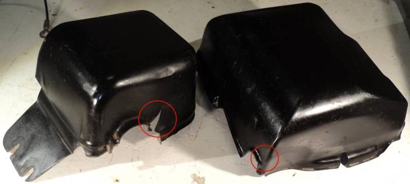 1960 Buick Electra plastic covers over heating controls in engine compartment