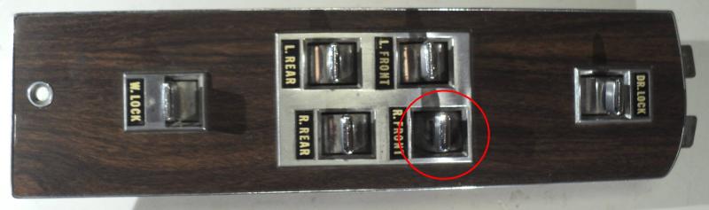 1973 Chrysler NewYorker   power window control  (missing chrome cap on R.FRONT)      left front