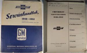 1948 1949 1950 1951 1952   Chevrolet  suplement till 1937-1647 service hanbok på Svenska