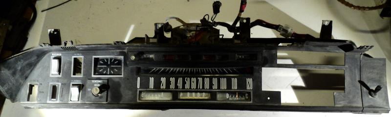 1970 Chrysler  instrument housing    speedometer, amperemeter, fuel gauge, gear indicator