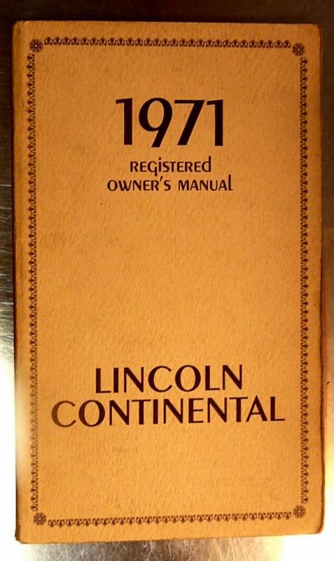 1971 Lincoln Continental owners manual