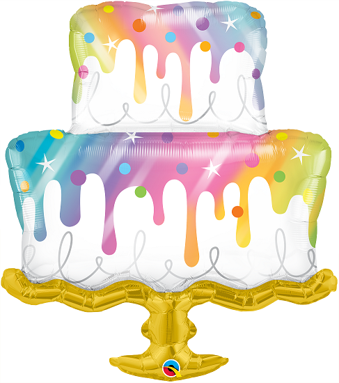 39" (99 cm) Rainbow Drip Cake