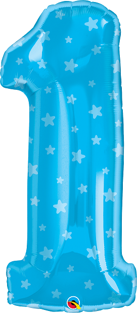 34" (86 cm) Sifferballong 1 Blå Stjärnor