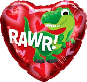 18" (46) Hjärta Dino-Rawr